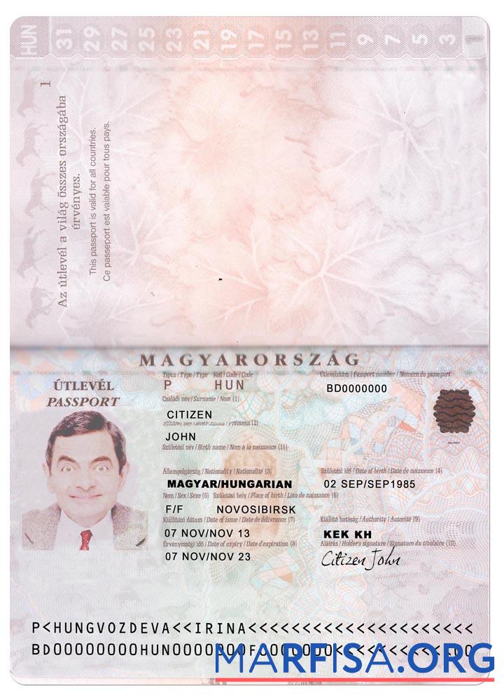 Downloadable Hungary passport version 2 sample